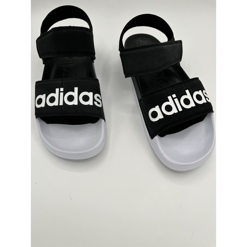 Adidas Sandals Adilette Core Black Cloud White Mens 11 Womens 12 Hook & Loop